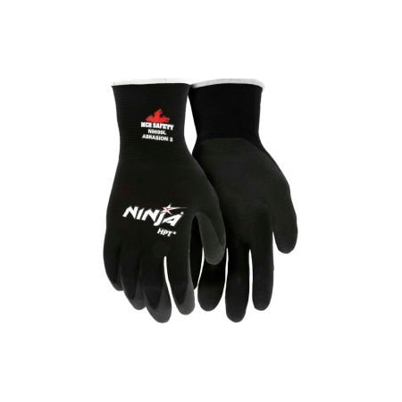 Mcr Safety MCR Safety N9699L Ninja HPT PVC Coated Nylon Gloves, 15 Gauge, Large, Black N9699L